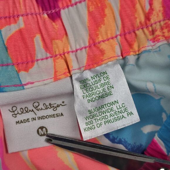 Lilly Pulitzer Shorts Womens Medium Multicolor Nylon Tropical Print Running - Picture 7 of 11